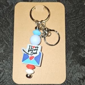 Handbeaded I Love You Dad Keychain with Beads